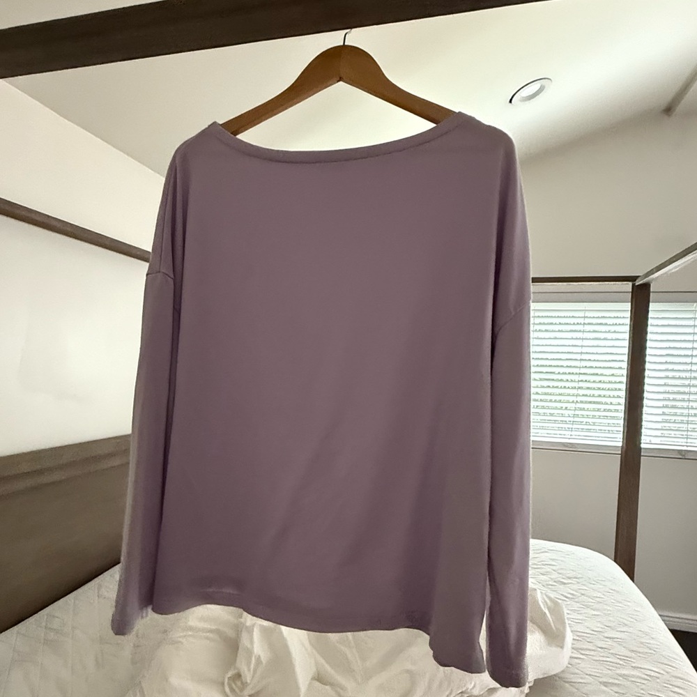 All Saints Oversized Lavender Scoop Neck Long Sleeve Tee Small